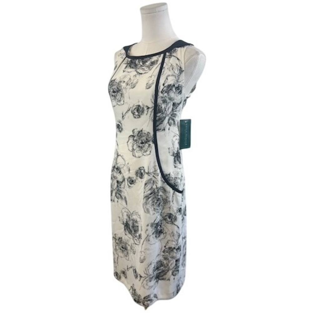 New Harve Bernard Floral Dress Black White Career Party Vintage Size‎ 8